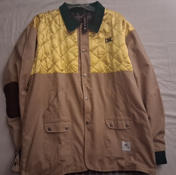 Ethik Yellow and Tan Quilted Shirt Jacket